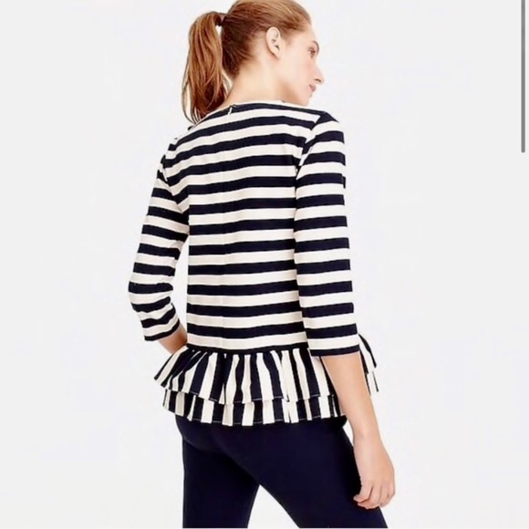 J. Crew Asymmetrical Striped Ruffle Top - Picture 3 of 8